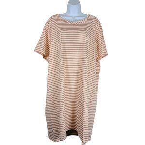 Buffalo David Bitton Striped T-Shirt Dress XXL Pink Cream Cotton Hi Low Coastal